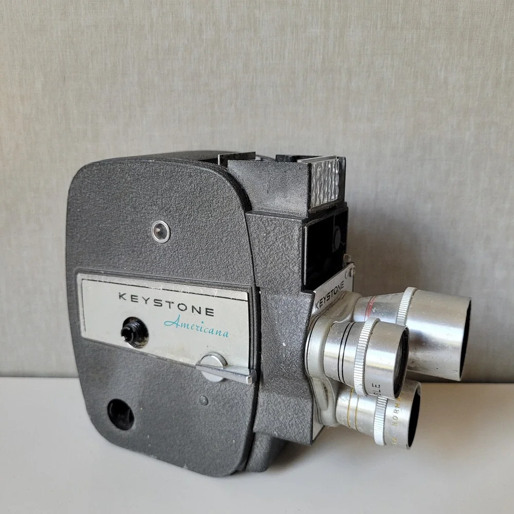 Keystone Movie Camera Americana 8mm Grey Vintage Mid Century Prop Decor UNTESTED
